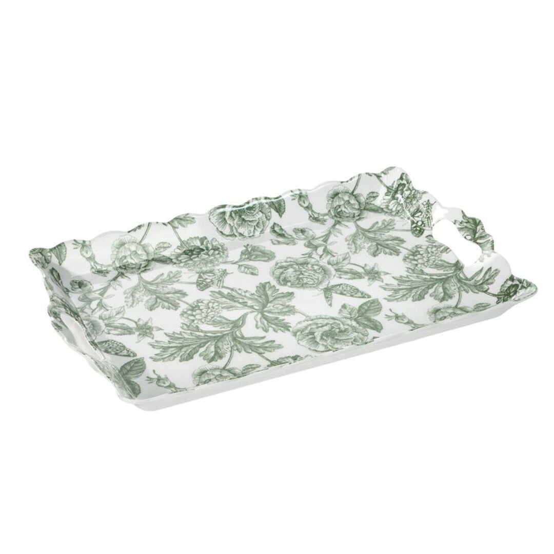 BANDEJA MELAMINA FLOR VERDE 38X24CM