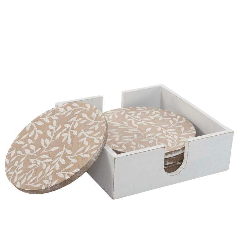 JUEGO DE 4 POSAVASOS EN CAJA HOJAS