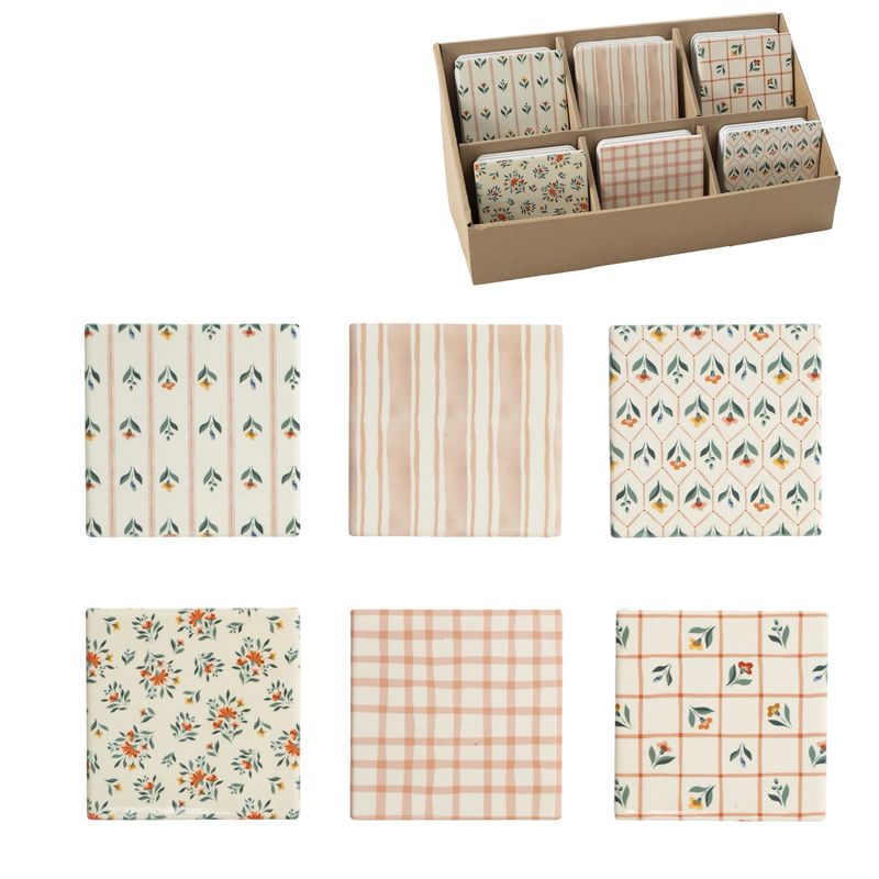 JUEGO DE 6 POSAVASOS CERAMICA BASE CORCHO