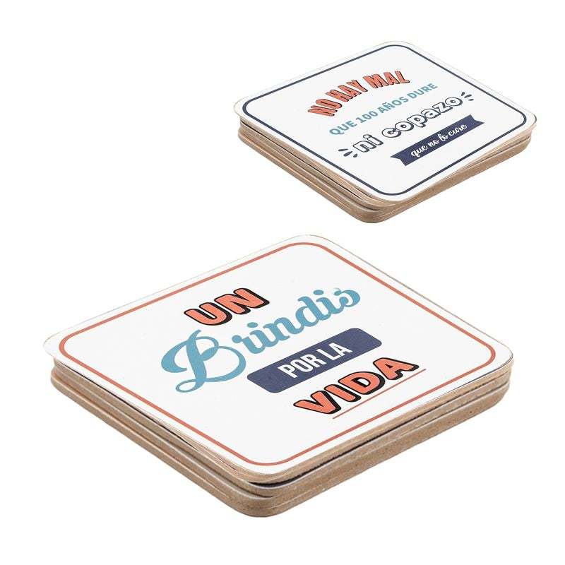 JUEGO 4 POSAVASOS BASE CORCHO BRINDIS