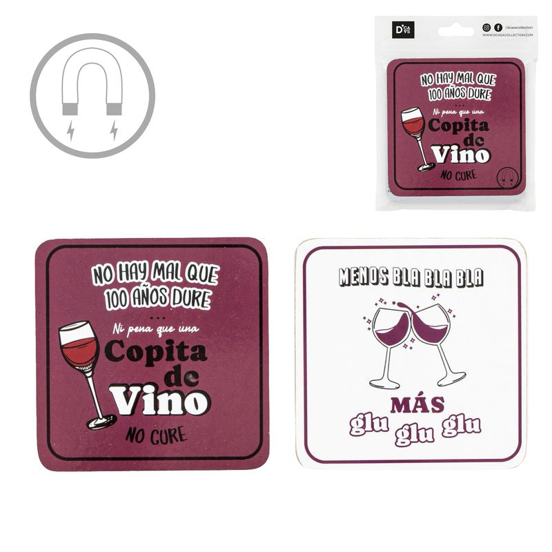 JUEGO DE 2 POSAVASOS CON IMAN VINO