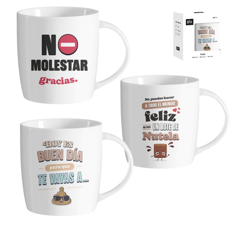 JUEGO DE 3 MUG 350ML FRASE IRONICA