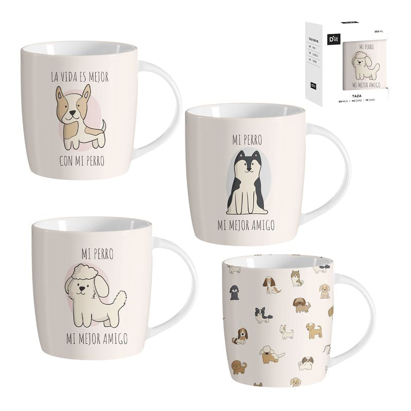 JUEGO DE 4 MUG 350M PERROS