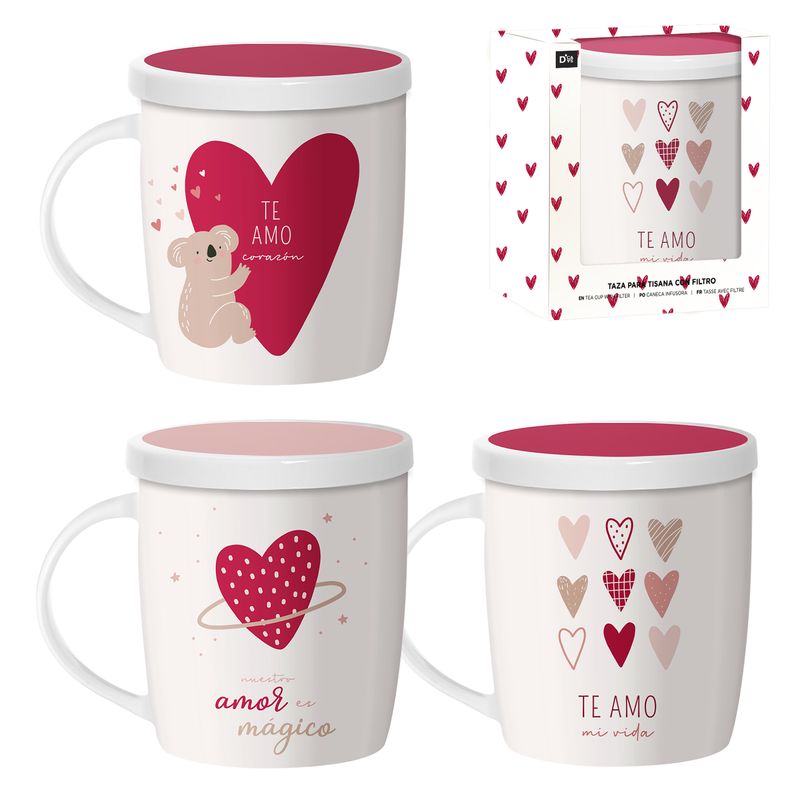 JUEGO DE 3 TISANA 350ML CON FILTRO AMOR