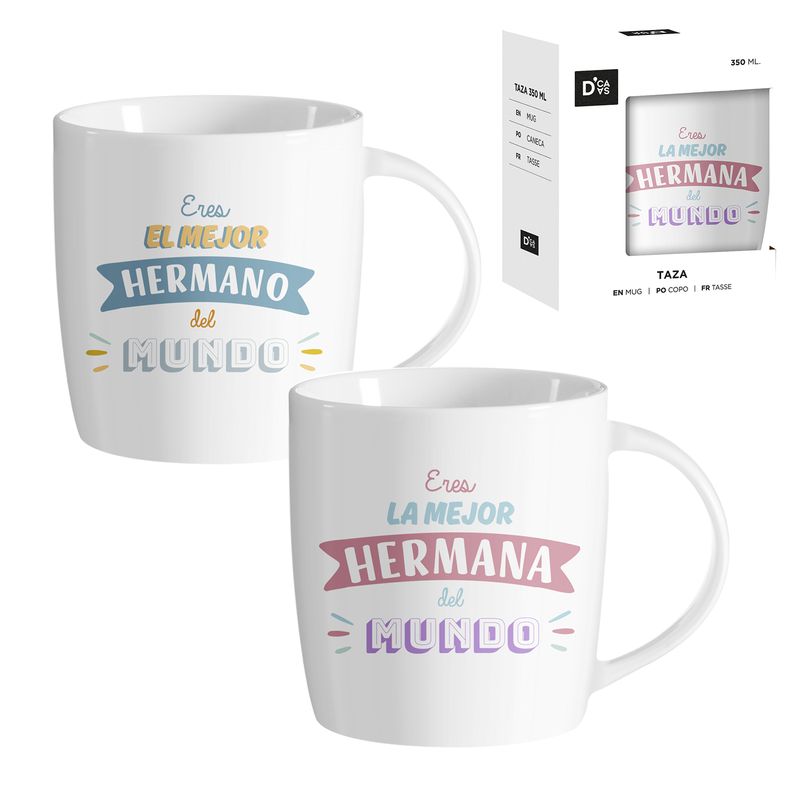 JUEGO DE 2 MUG 350ML MEJOR HERMAN@S