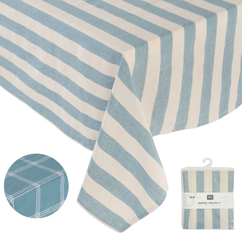 JUEGO DE 2 MANTEL 145X145 ALGODON AZUL