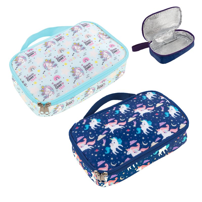 JUEGO DE 2 BOLSA PORTA ALIMENTOS UNICORNIOS