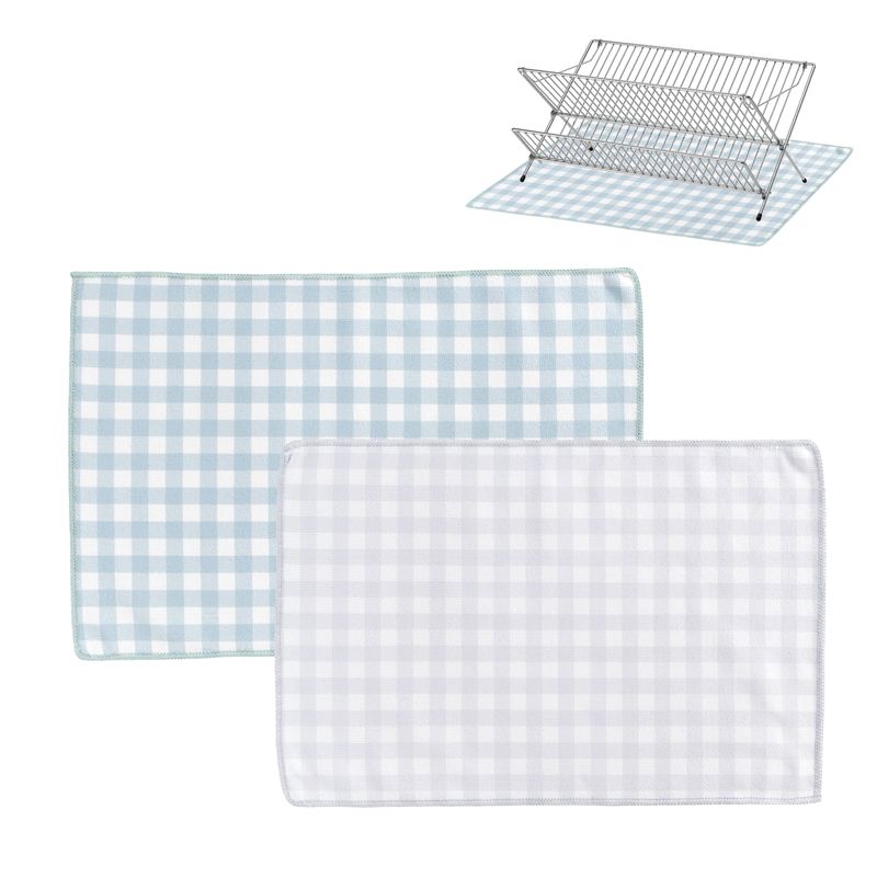 JUEGO DE 2 ALFOMBRILLA ESCURREPLATOS 45X30 VICHY NATURE