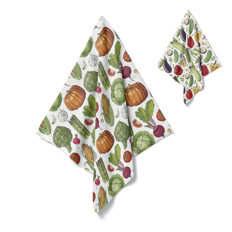JUEGO DE 2 PAÑO COCINA 35X50 MICROFIBRA VERDURAS