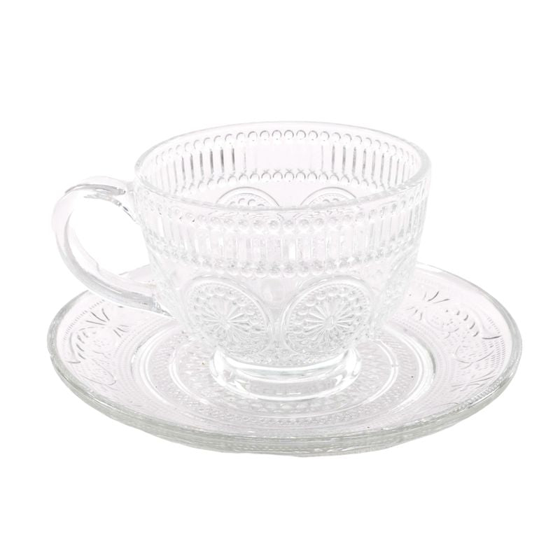 TAZA CAFE 200ML CON PLATO CRISTAL GRABADO