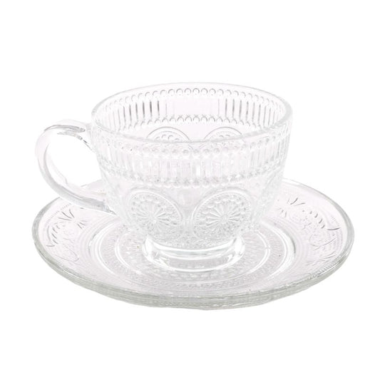 TAZA CAFE 200ML CON PLATO CRISTAL GRABADO