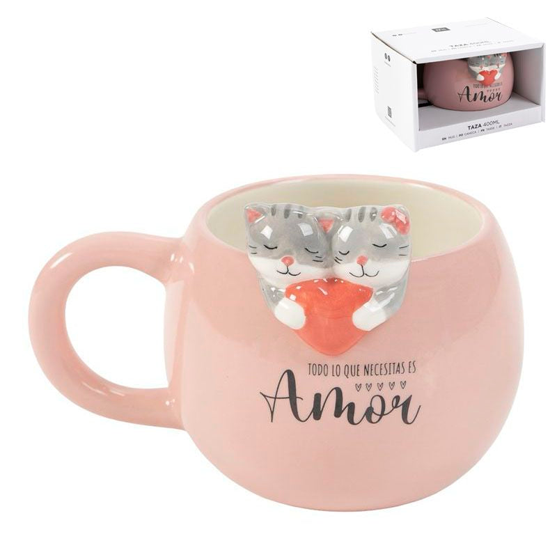 MUG 400ML FIGURA GATOS