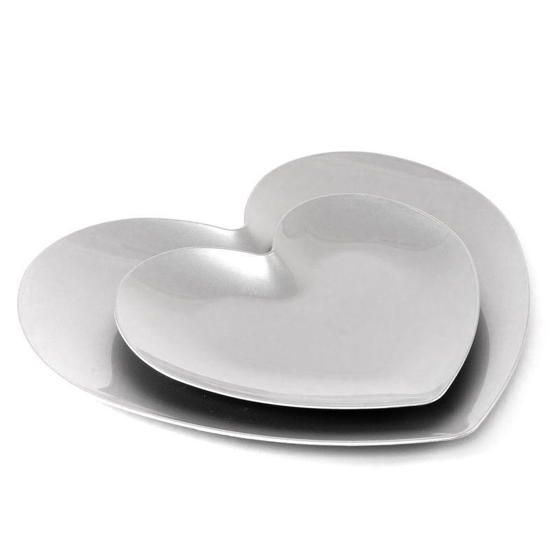 CONJUNTO 2 PLATOS CORAZÓN PLATEADO