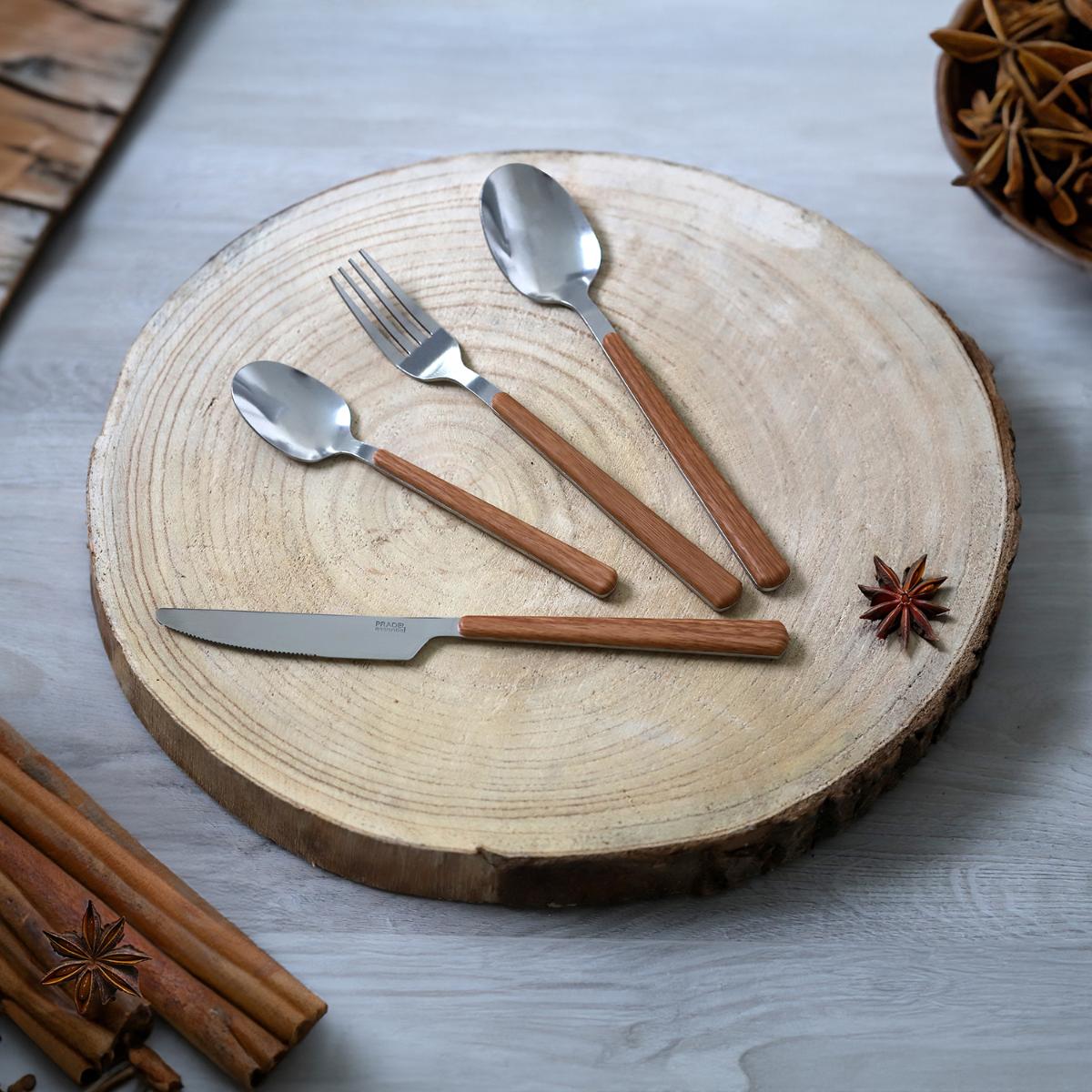 JUEGO 24 CUBIERTOS EFECTO MADERA