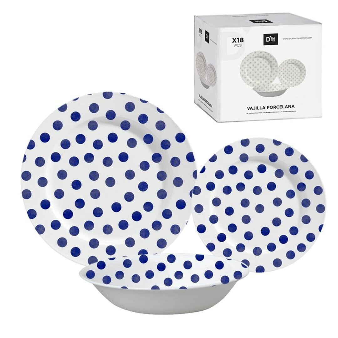 VAJILLA 18 PIEZAS TOPOS AZUL