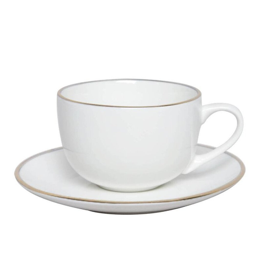 TAZA 230ML CAFE CON LECHE PORCELANA CON VIVO DORADO