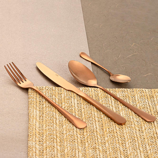 JUEGO 24 CUBIERTOS COBRE