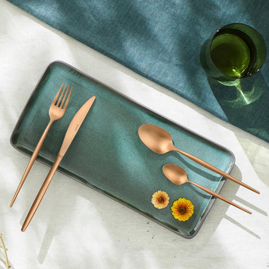 CAJA 12 CUCHARAS POSTRE REGIA COBRE