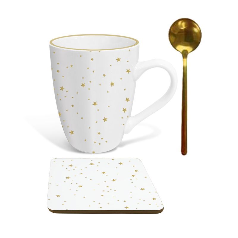 CONJUNTO MUG ESTRELLAS DORADAS