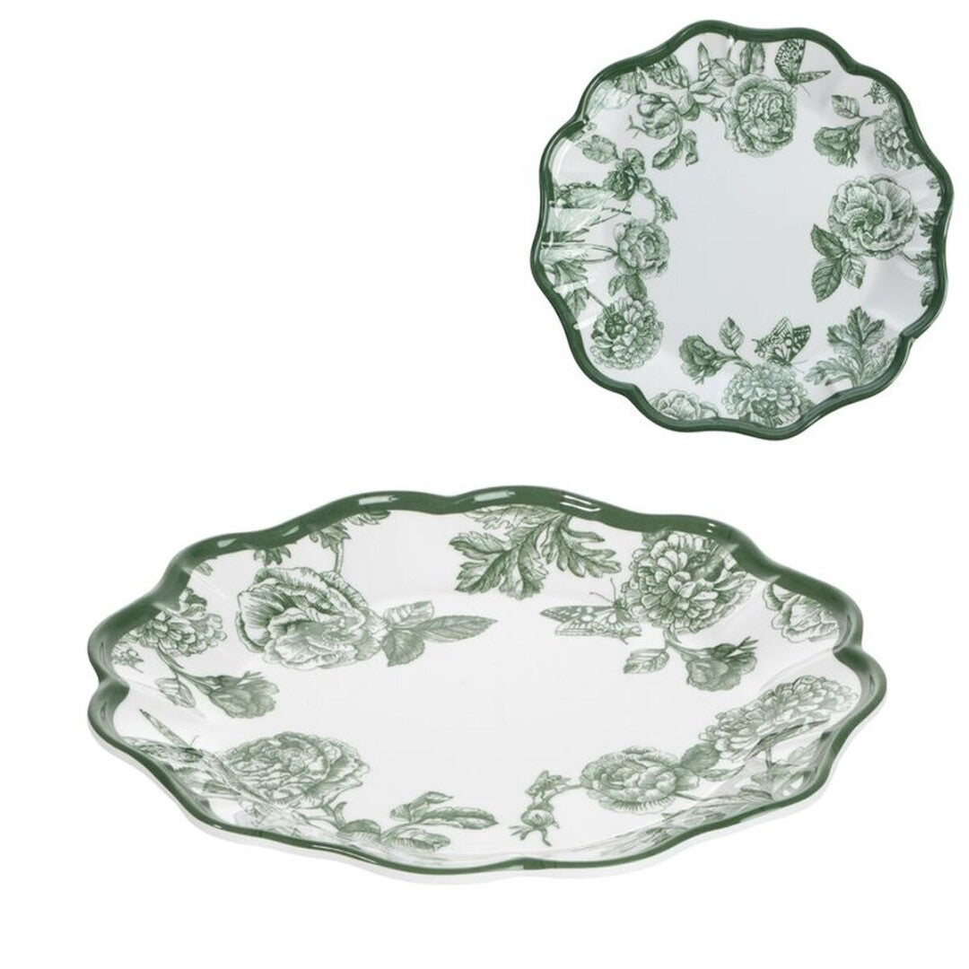 PLATO POSTRE MELAMINA FLOR VERDE