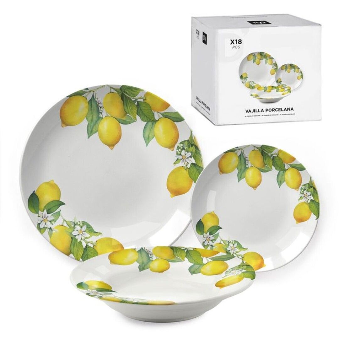 VAJILLA 18 PIEZAS LIMONES