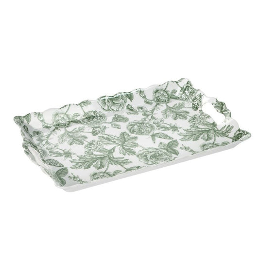 BANDEJA MELAMINA FLOR VERDE 38X24CM