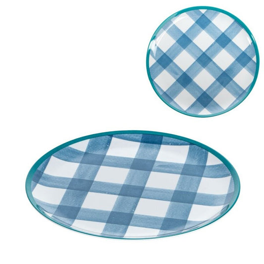 PLATO POSTRE MELAMINA VICHY AZUL