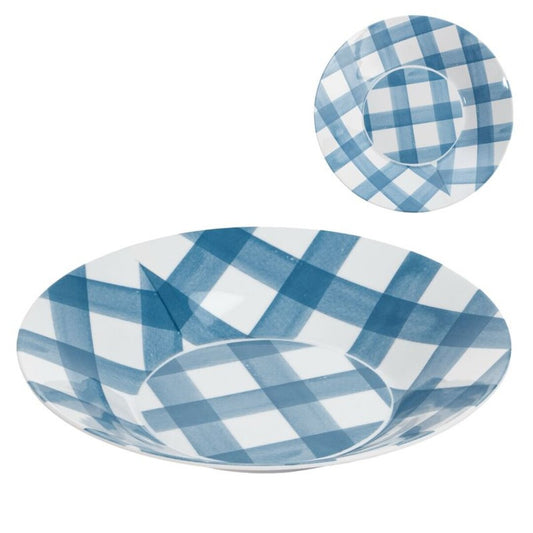 PLATO HONDO MELAMINA VICHY AZUL