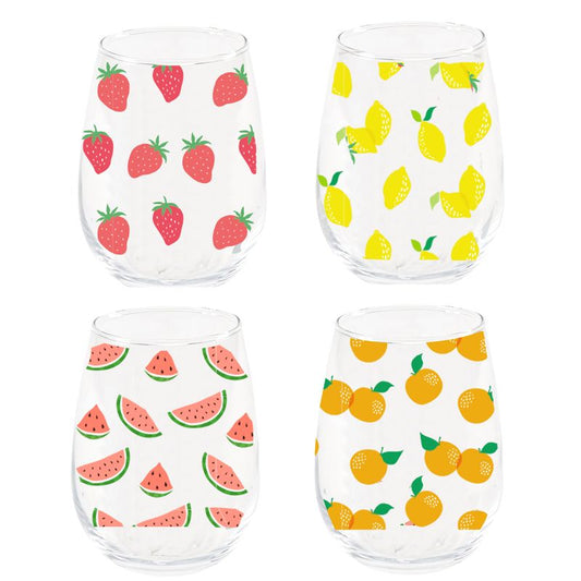 JUEGO DE 4 VASO CRISTAL FRUTAS 420ML