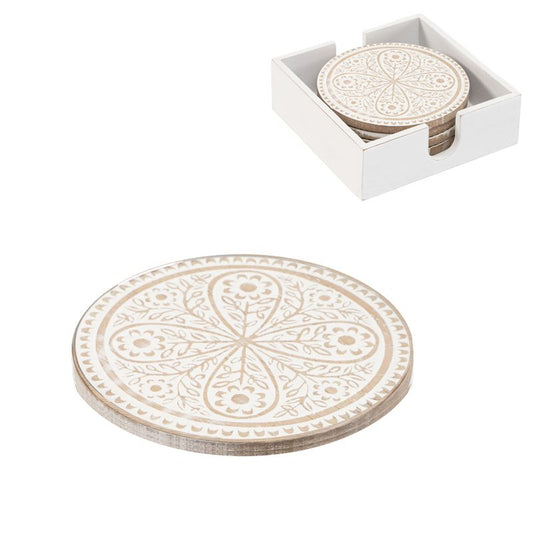 JUEGO DE 4 POSAVASOS EN CAJA