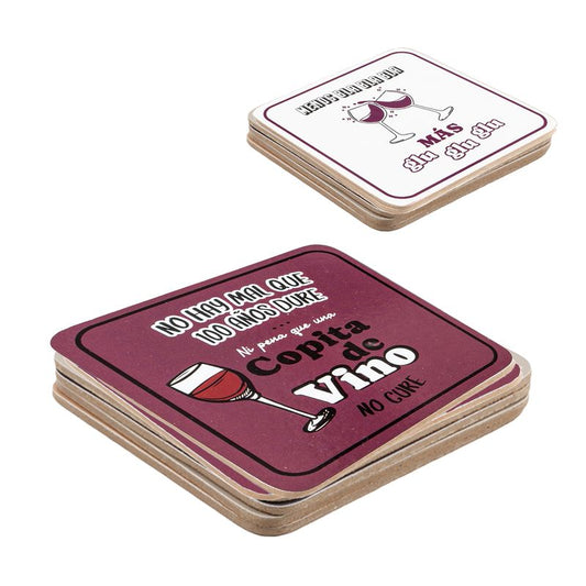 JUEGO 4 POSAVASOS BASE CORCHO VINO