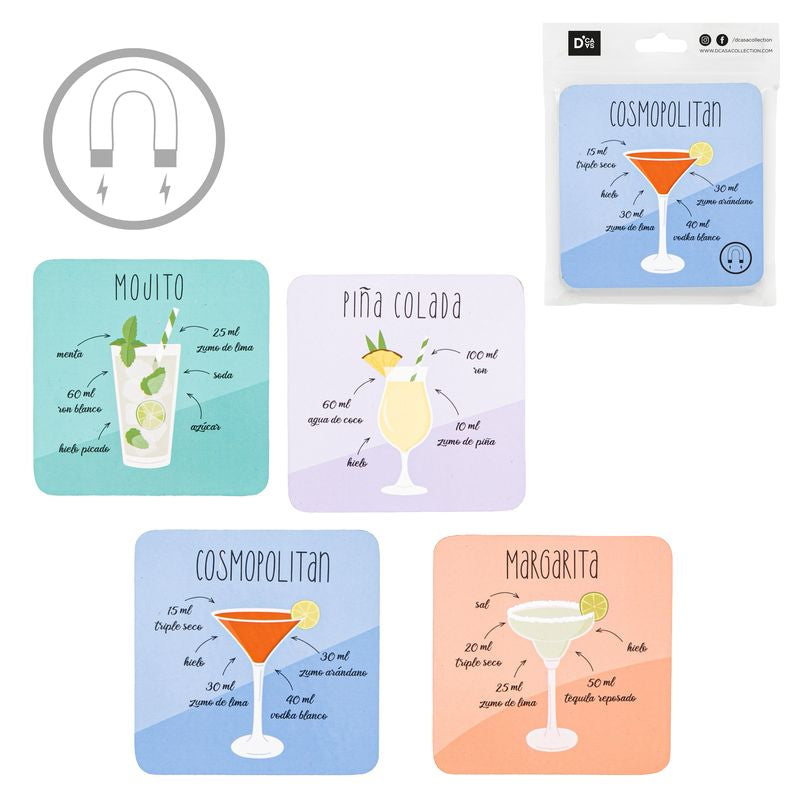 JUEGO DE 4 POSAVASOS CON IMAN COCKATILS