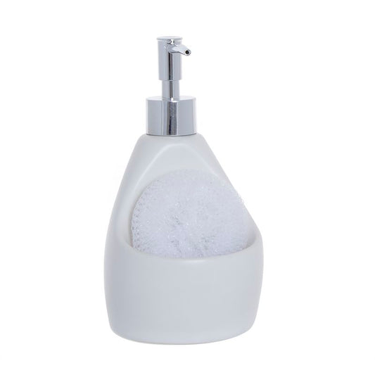 DISPENSADOR JABON CON ESTROPAJO BLANCO