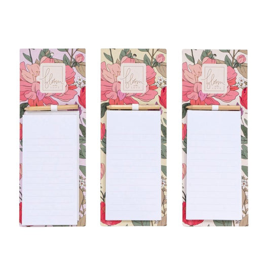 JUEGO DE 3 BLOC NOTAS IMAN CON LAPIZ FLORES