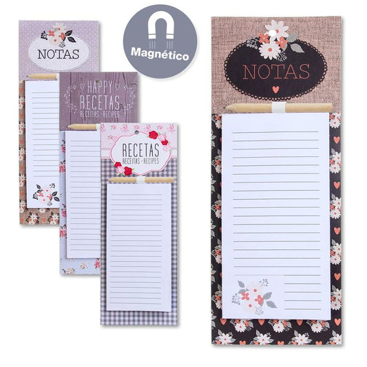 JUEGO DE 4 BLOC NOTAS IMAN CON LAPIZ