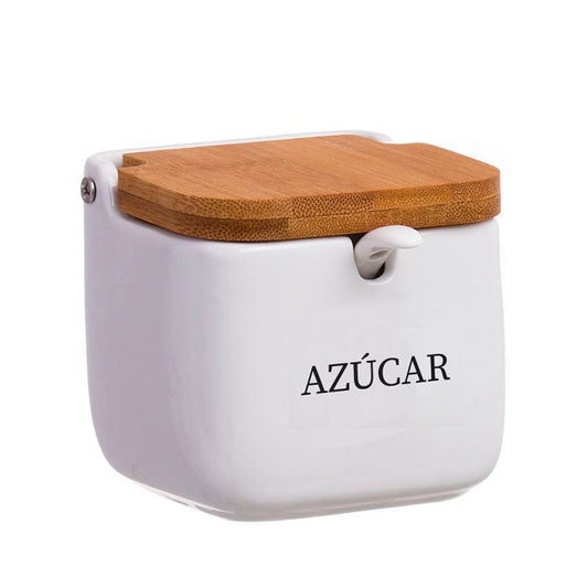 AZUCARERO TAPA BAMBU CON CUCHARA AZUCAR