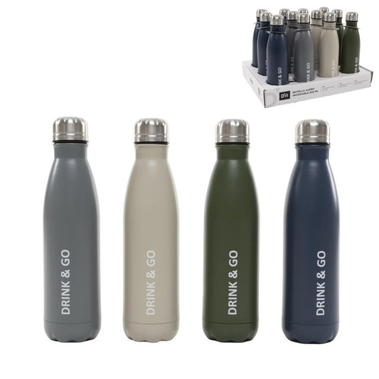 JUEGO DE 4 BOTELLA DOBLE CAPA ACERO INOX. 500ML