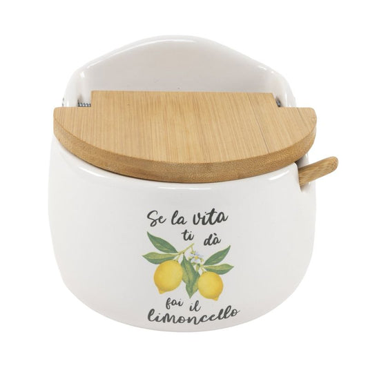 AZUCARERO TAPA BAMBU CON CUCHARA LIMONES