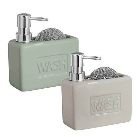 JUEGO DE 2 DISPENSADOR JABON CON ESTROPAJO WASH NATURE