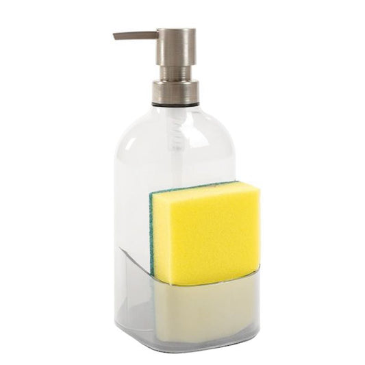 DISPENSADOR JABON CON ESTROPAJO TRANSPARENTE