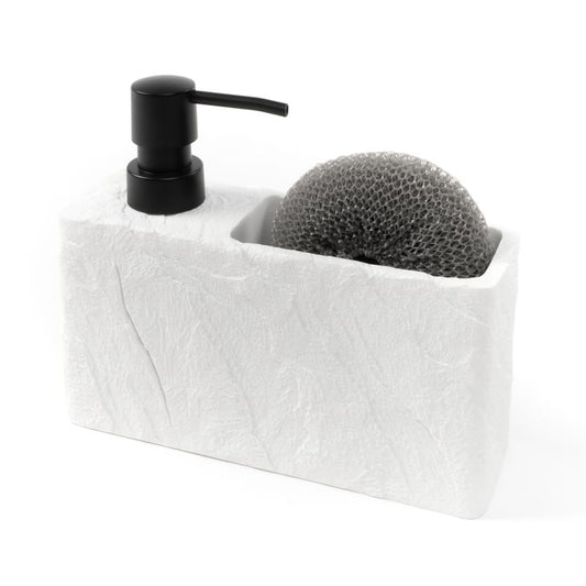 DISPENSADOR JABON CON ESTROPAJO PIZARRA BLANCO