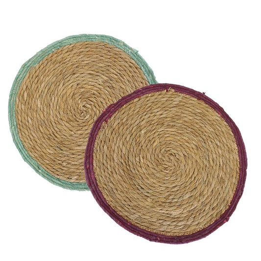 JUEGO DE 2 INDIVIDUAL 38CM FIBRA BICOLOR