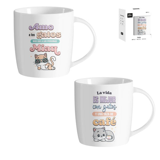 JUEGO DE 2 MUG 350ML GATOS