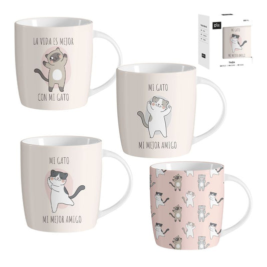 JUEGO DE 4 MUG 350M GATOS
