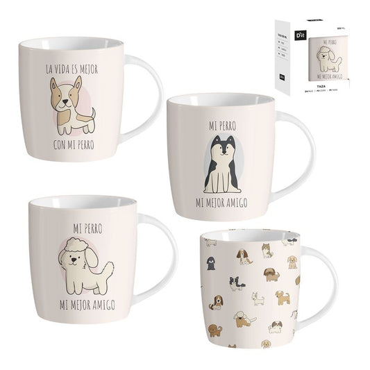 JUEGO DE 4 MUG 350M PERROS
