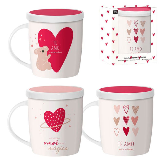 JUEGO DE 3 TISANA 350ML CON FILTRO AMOR