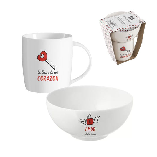JUEGO DE BOL 450ML Y MUG 350ML AMOR