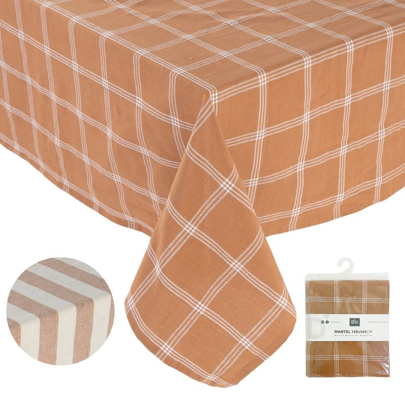 JUEGO DE 2 MANTEL 145X145 ALGODON TEJA