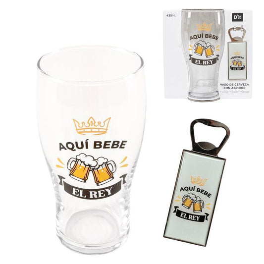 VASO DE CERVEZA 550ML CON ABRIDOR EL REY