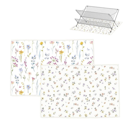 JUEGO DE 2 ALFOMBRILLA ESCURREPLATOS 45X30 FLORES